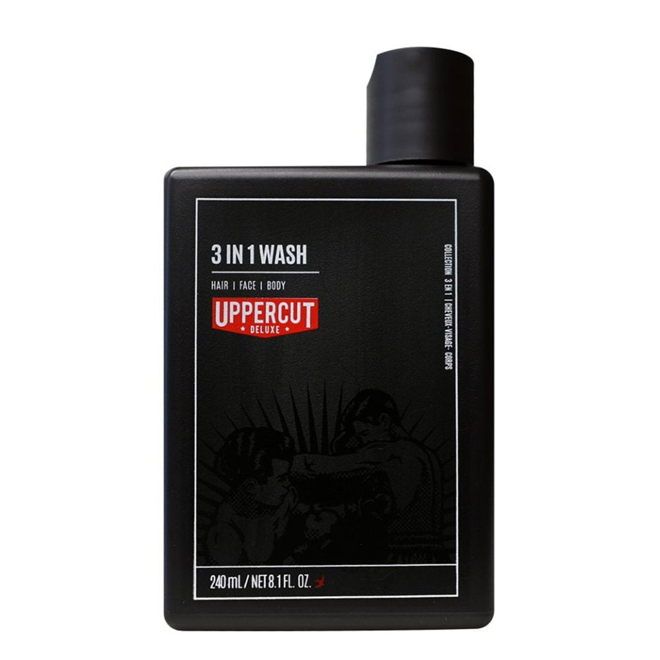 Uppercut Deluxe 3 in 1 Wash – Hair Shampoo for Men, Cleansing, Moisturizing, 240 ml