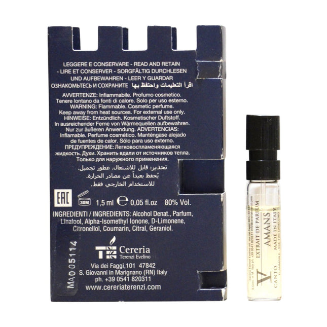 V Canto Amans – Extrait de Parfum Unisex, 1.5 ml Vial