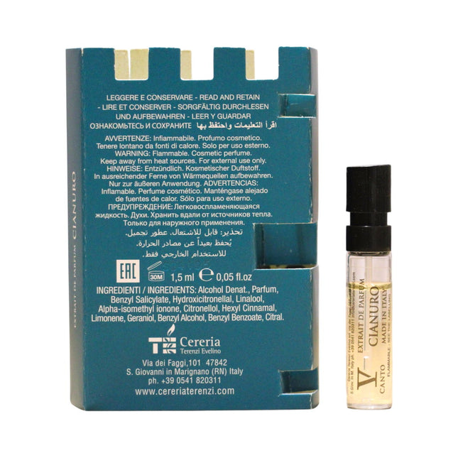 V Canto Cianuro – Extrait de Parfum Unisex, 1.5 ml Vial