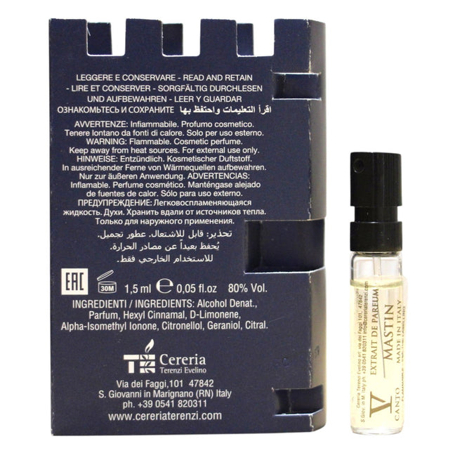 V Canto Mastin – Extrait de Parfum Unisex, 1.5 ml Vial