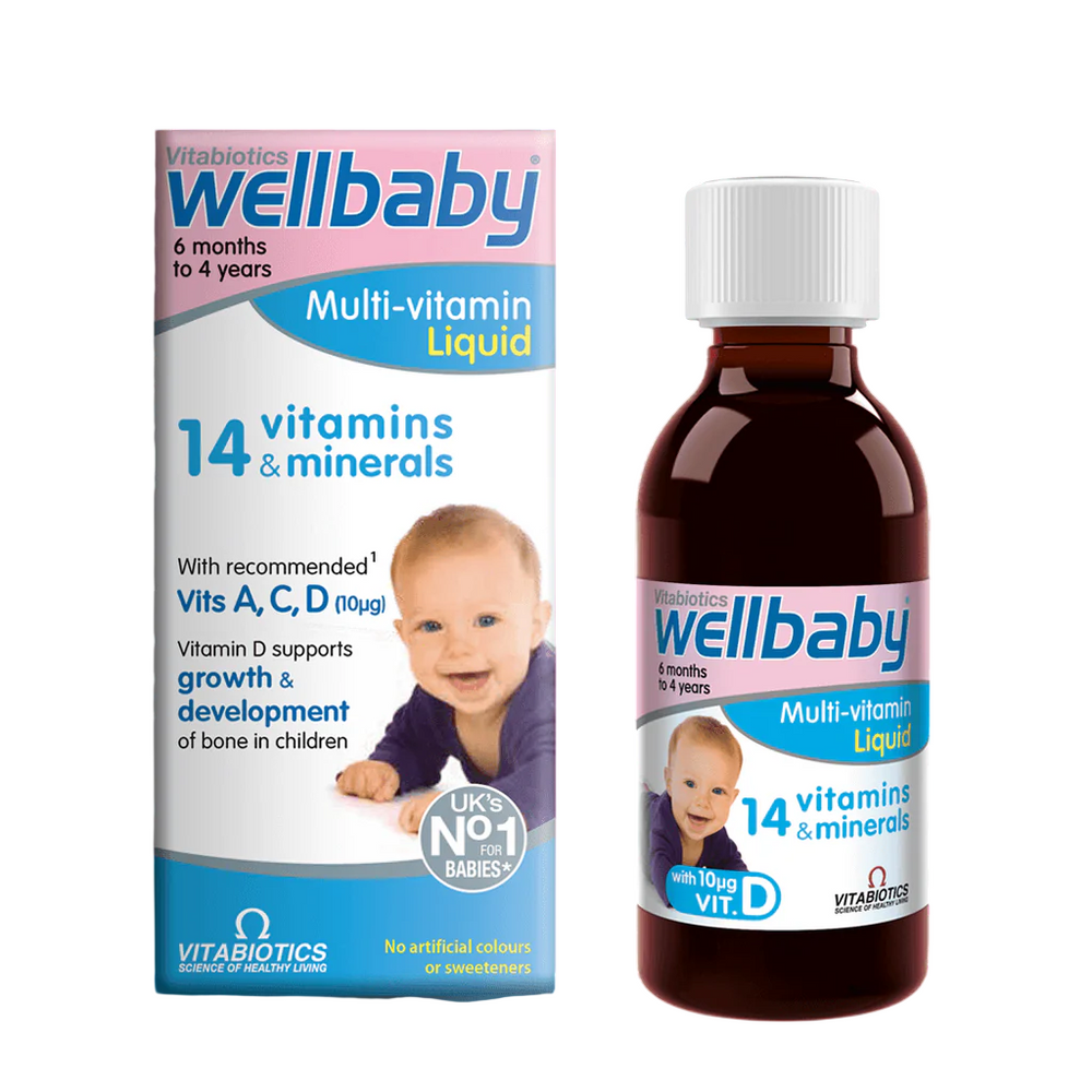 Vitabiotics Wellbaby – 14 Vitamins & Minerales for Children, Development Of Bones & Muscles, Vitamins, 150 ml