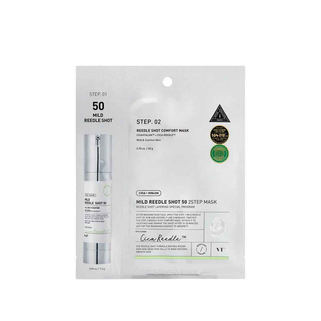 VT Cosmetics Reedle Shot 50 2 Step Mild Strengthening – Sheet Mask for Women, For Face, 21.5 g