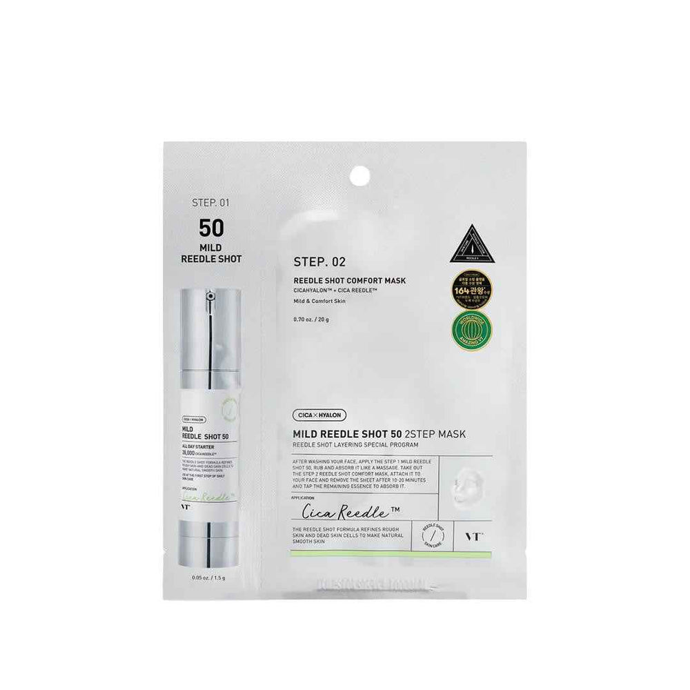 VT Cosmetics Reedle Shot 50 2 Step Mild Strengthening – Sheet Mask for Women, For Face, 21.5 g