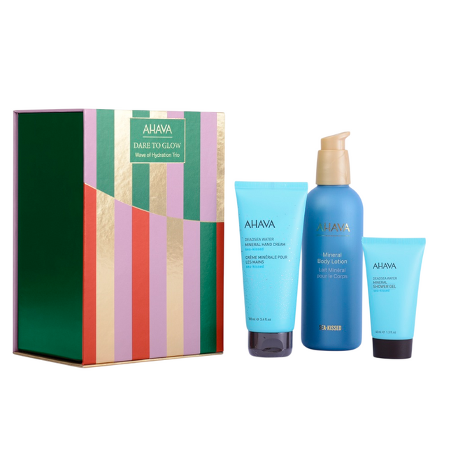 Ahava Wave of Hydration Trio Set Ahava: Dead Sea Water Vegan Hydrating – Hand Cream, 100 ml + Dead Sea Water, Vegan, Cleansing & Hydrating, Shower Gel, For All Skin Types, 40 ml + Sea Kissed, Hydrating, Body Lotion,…