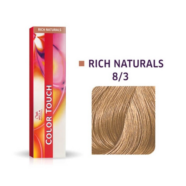 Wella Professionals Color Touch Ammonia-Free – Semi-Permanent Hair Dye for Women, 8/3 Golden Light Blonde, 60 ml