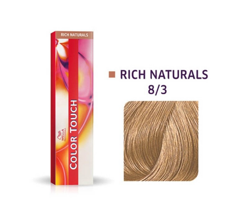 Wella Professionals Color Touch Ammonia-Free – Semi-Permanent Hair Dye for Women, 8/3 Golden Light Blonde, 60 ml