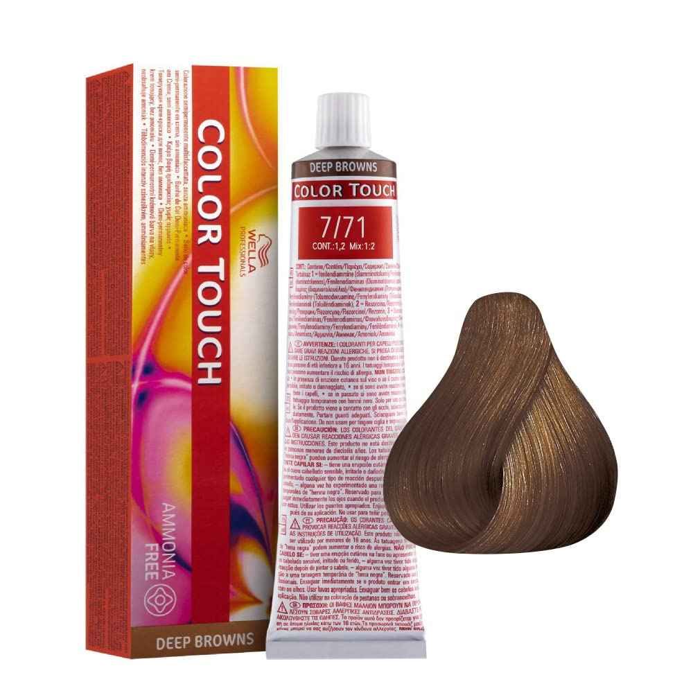 Wella Professionals Color Touch Ammonia-Free – Semi-Permanent Hair Dye for Women, 7/71, 60 ml