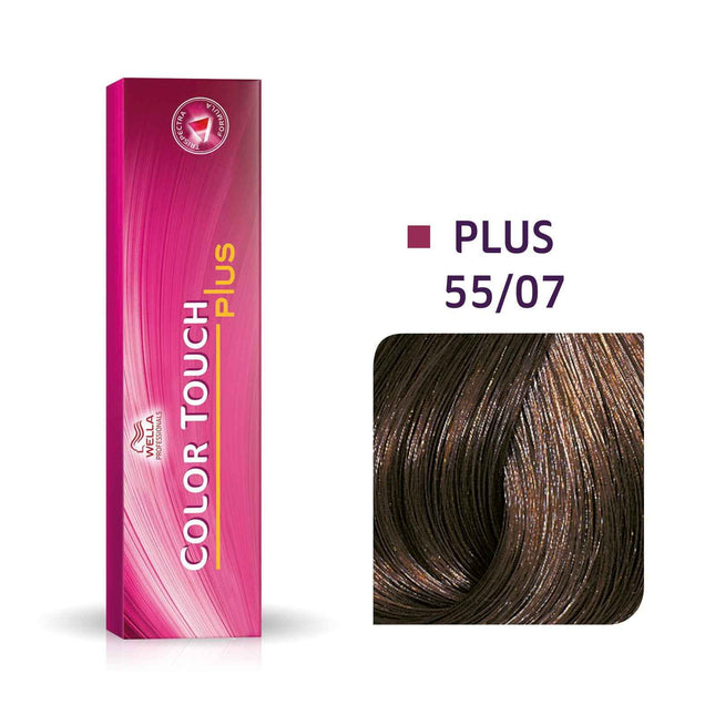 Wella Professionals Color Touch Plus Ammonia-Free – Semi-Permanent Hair Dye for Women, 55/07 Light Chestnut Intense Natural Brown, 60 ml
