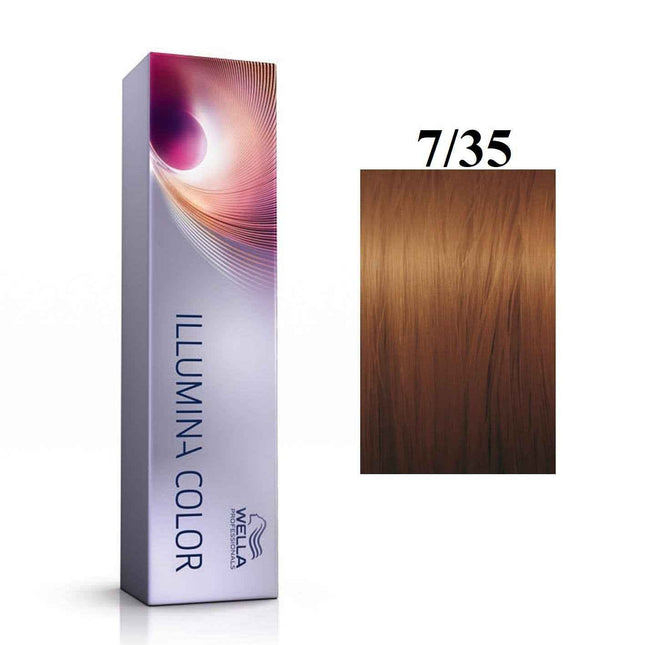 Wella Professionals Illumina Color – Permanent Hair Dye for Women, 7/35 Medium Gold Mahogany Blonde, 60 ml