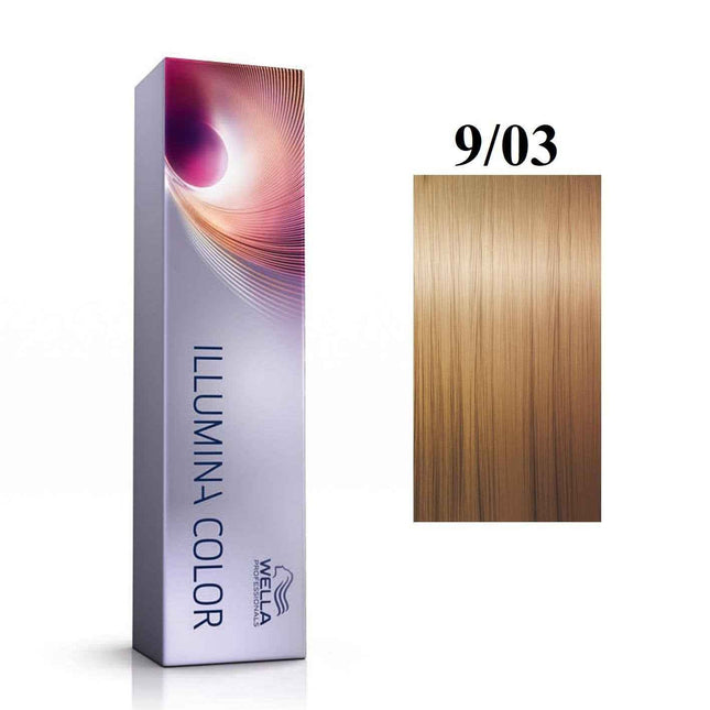 Wella Professionals Illumina Color – Permanent Hair Dye for Women, 9/03 Bright Blonde Natural Golden, 60 ml