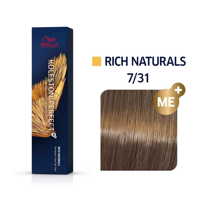 Wella Professionals Koleston Perfect Me+ – Permanent Hair Dye for Women, 7/31 Medium Blonde Gold Ash, 60 ml