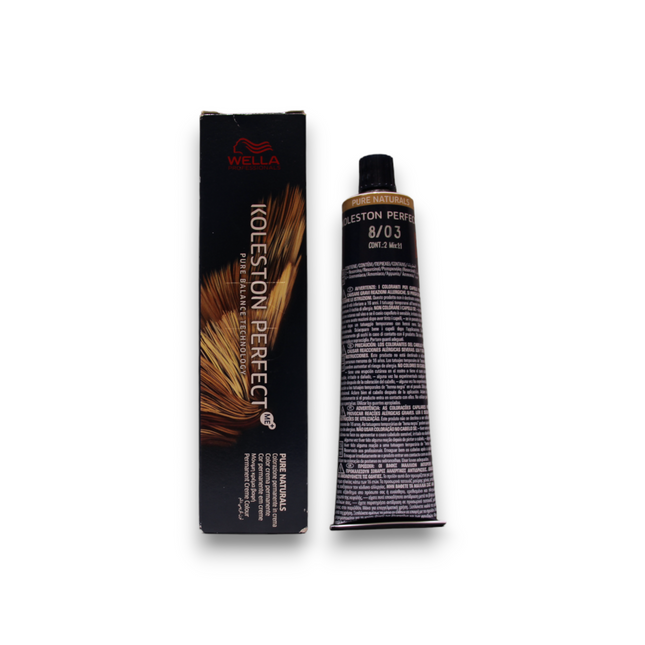Wella Professionals Koleston Perfect Me+ – Permanent Hair Dye for Women, 8/03 Light Blond Natural Golden, 60 ml
