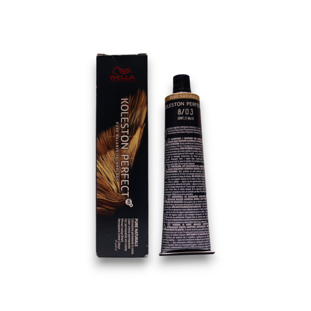 Wella Professionals Koleston Perfect Me+ – Permanent Hair Dye for Women, 8/03 Light Blond Natural Golden, 60 ml