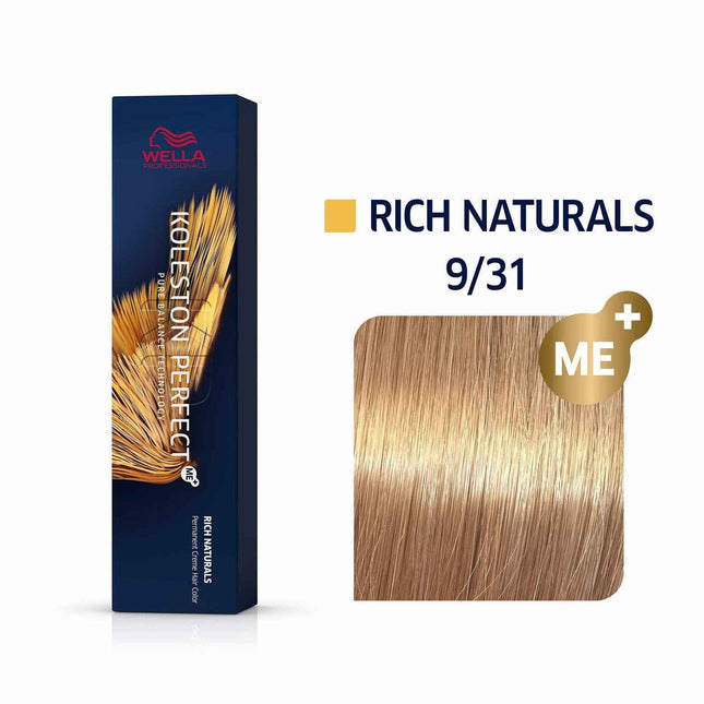 Wella Professionals Koleston Perfect Me+ – Permanent Hair Dye for Women, 9/31 Very Light Blonde Gold Ash, 60 ml