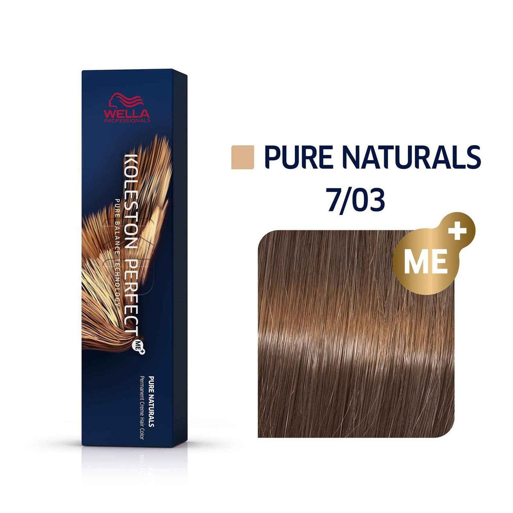 Wella Professionals Koleston Perfect Me+ – Permanent Hair Dye for Women, 7/03 Medium Blonde Natural Golden, 60 ml