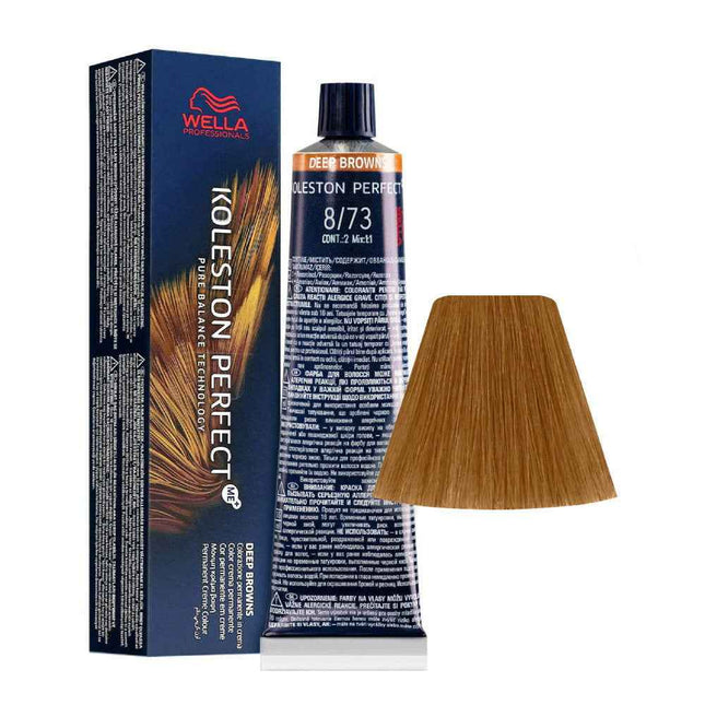 Wella Professionals Koleston Perfect Me+ – Permanent Hair Dye for Women, 8/73 Light Blond Golden Chestnut, 60 ml