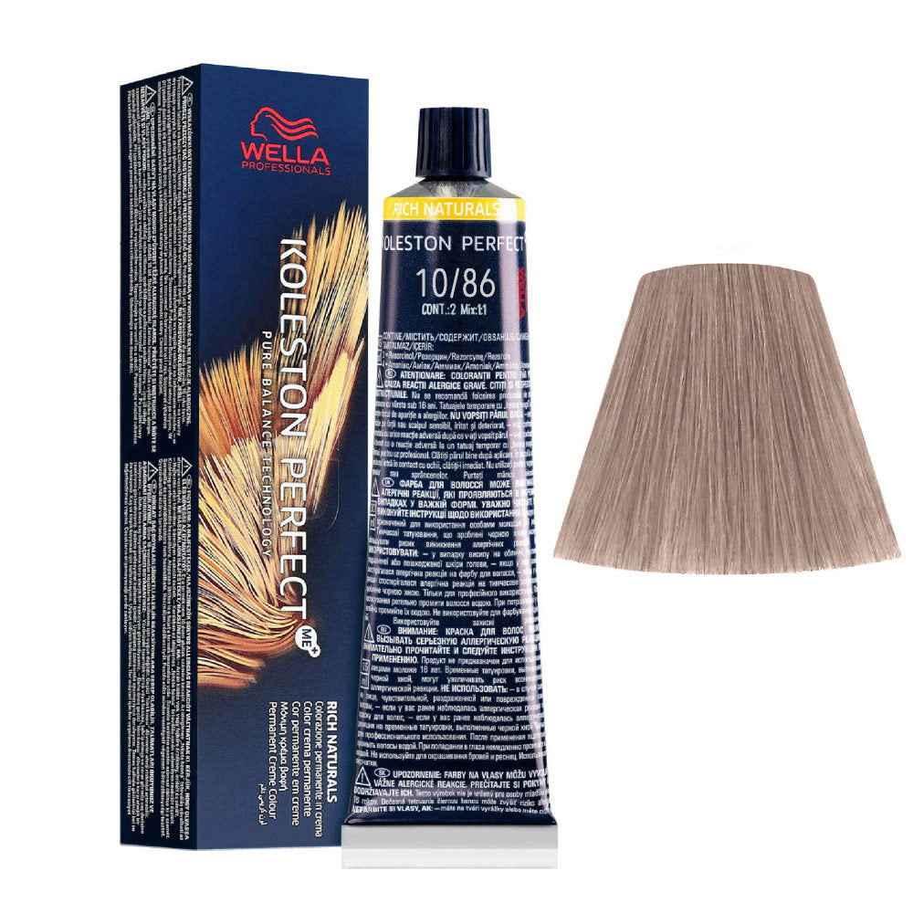 Wella Professionals Koleston Perfect – Permanent Hair Dye for Women, 10/86 Lightest Blonde Pearl Violet, 60 ml Tester