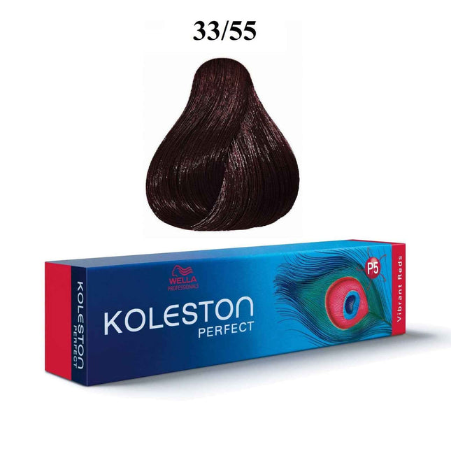 Wella Professionals Koleston Perfect – Permanent Hair Dye for Women, 33/55 Dark Chestnut Intense Mahogany, 60 ml