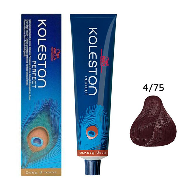 Wella Professionals Koleston Perfect – Permanent Hair Dye for Women, 4/75 Medium Brown Mahogany Brown, 60 ml