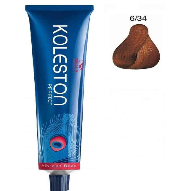 Wella Professionals Koleston Perfect – Permanent Hair Dye for Women, 6/34 Dark Blonde Golden Red, 60 ml
