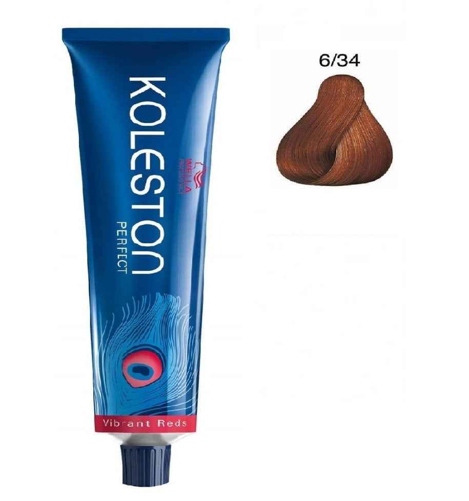 Wella Professionals Koleston Perfect – Permanent Hair Dye for Women, 6/34 Dark Blonde Golden Red, 60 ml
