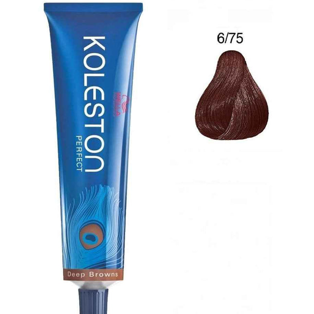 Wella Professionals Koleston Perfect – Permanent Hair Dye for Women, 6/75 Dark Blonde Chestnut Mahogany, 60 ml