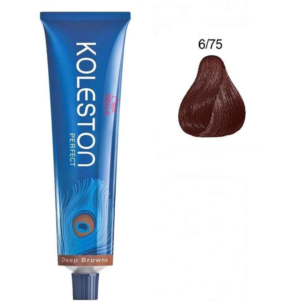 Wella Professionals Koleston Perfect – Permanent Hair Dye for Women, 6/75 Dark Blonde Chestnut Mahogany, 60 ml