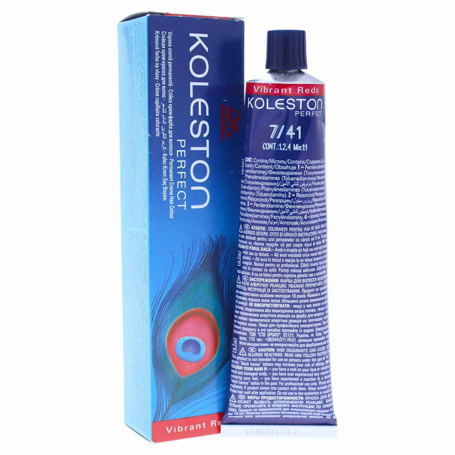 Wella Professionals Koleston Perfect – Permanent Hair Dye for Women, 7/41 Medium Red Ash Blonde, 60 ml