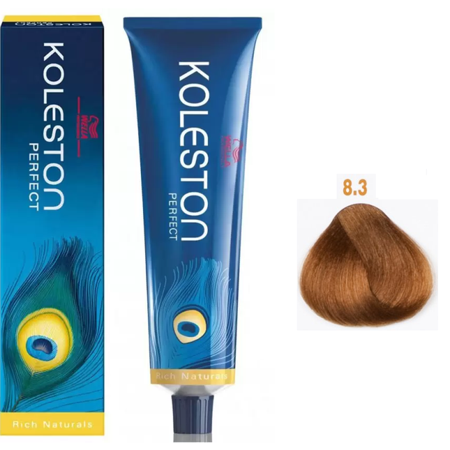 Wella Professionals Koleston Perfect – Permanent Hair Dye for Women, 8/3 Light Blonde Gold, 60 ml