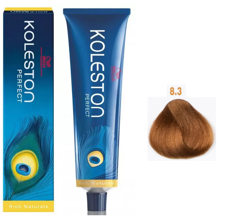 Wella Professionals Koleston Perfect – Permanent Hair Dye for Women, 8/3 Light Blonde Gold, 60 ml