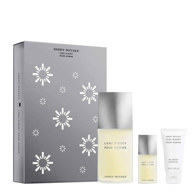 Issey Miyake Xmas 2023 Set Issey Miyake: L'Eau D'Issey Pour Homme – Eau de Toilette for Men, 125 ml + L'Eau D'Issey Pour Homme, 15 ml Miniature + L'Eau d'Issey, Moisturizing, Shower Gel, For All Skin Types, 50 ml