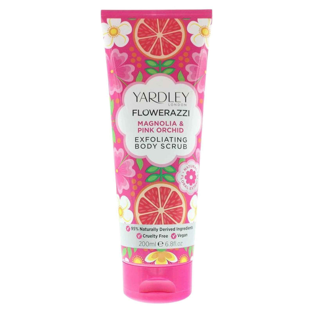 Yardley Flowerazzi Magnolia & Pink Orchid Exfoliating – Body Scrub for Women, 200 ml